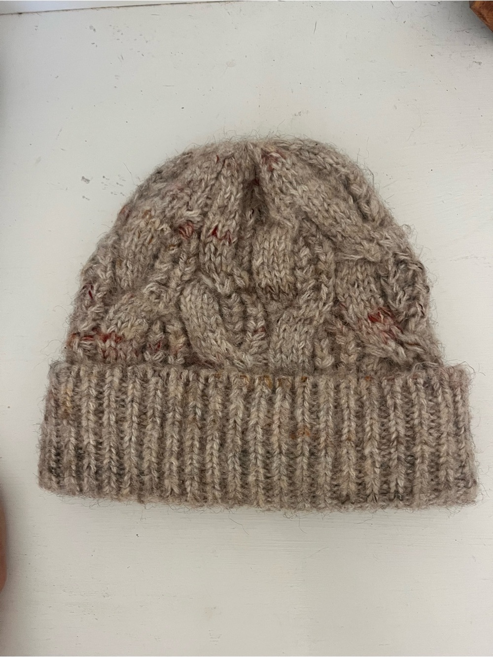 Anthropologie Cable-Knit Beanie in Heathered Taupe